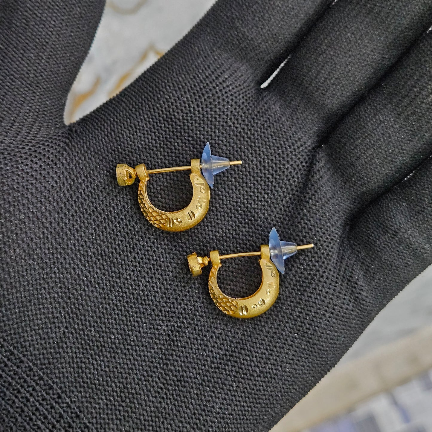 18k Gold Plated Hammered Bali