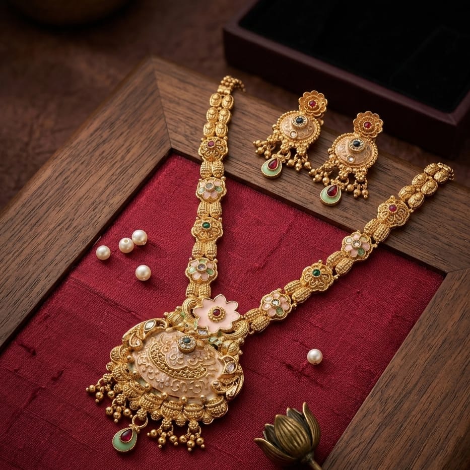 Floral Antique Designer Necklace Set – Code – VO04