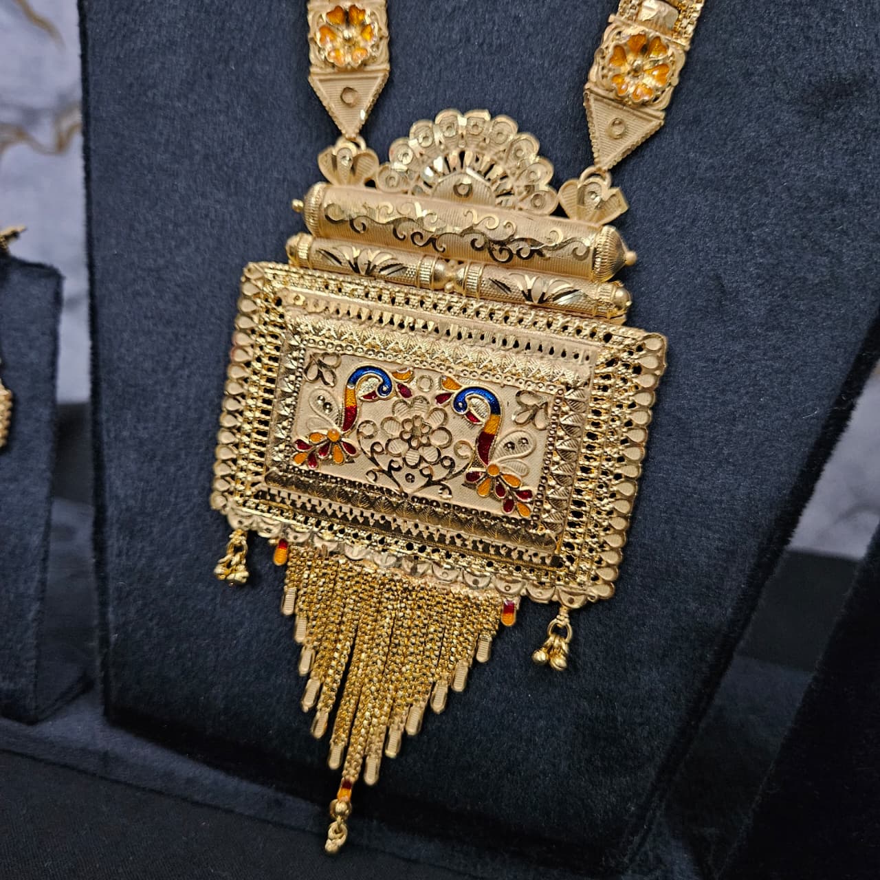 Meenakari Heritage Rectangle Pendant Necklace Set
