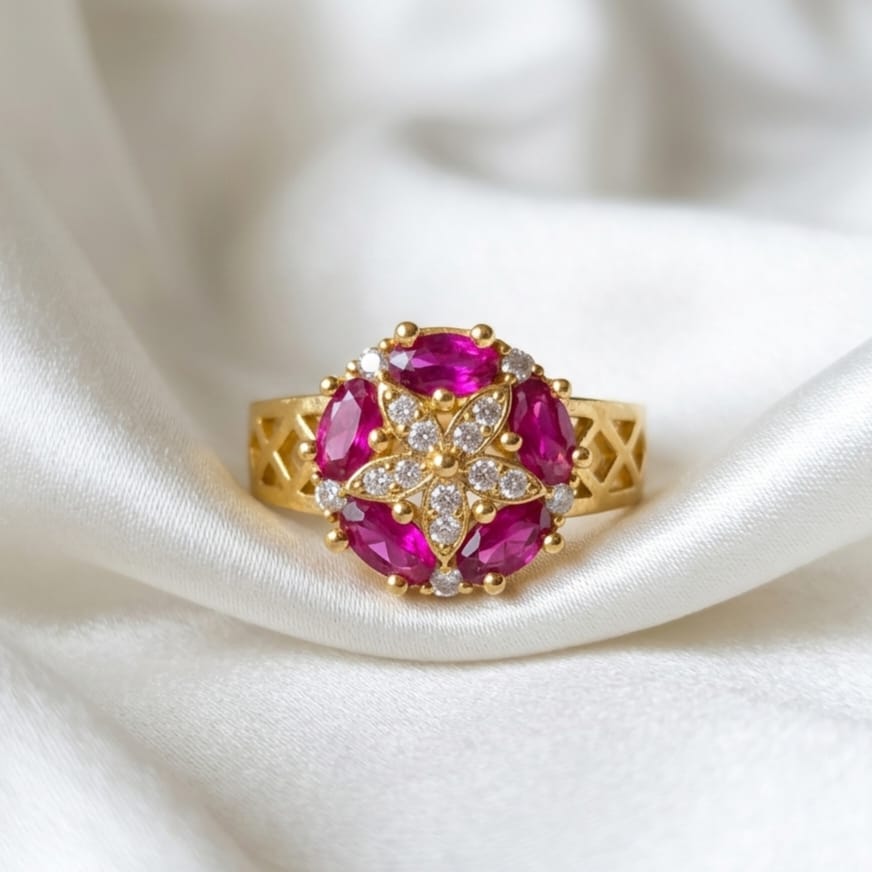 Royal Ruby Petal Ring