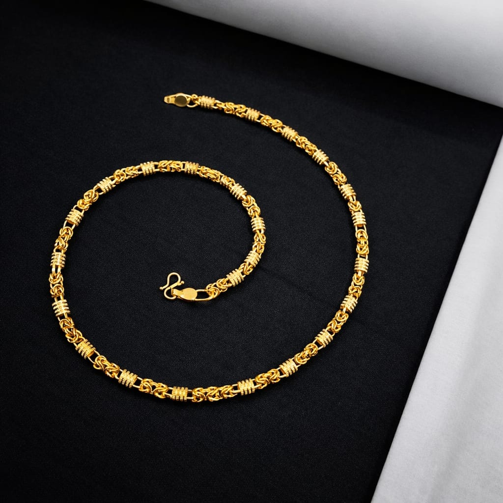 18k Gold Polished Vintage Royal Pattern Chain - Code VO08