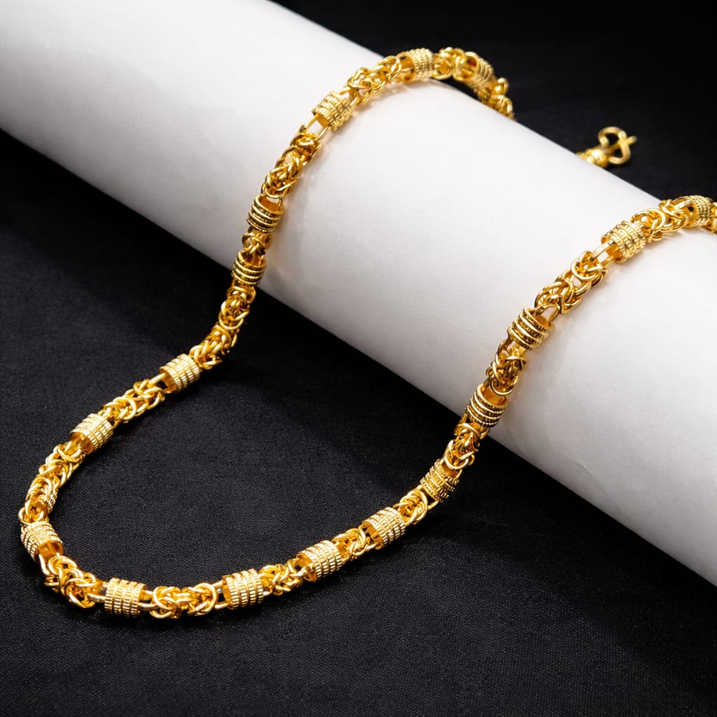 18k Gold Polished Vintage Royal Pattern Chain - Code VO08