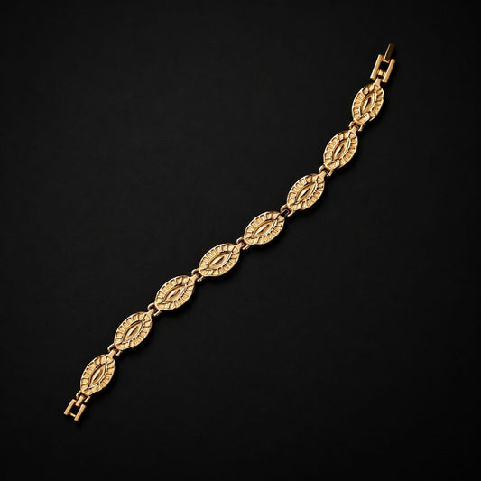 Gold plated Classic Oval Pattern Gold Bracelet – Code: VO04