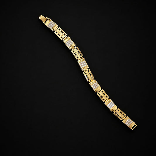 Gold plated Diamond Grid Link Gold Bracelet – Code: VO03