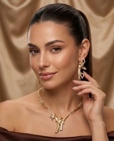 Gold plated Floral Grace Gold Necklace Set – Code: VO01