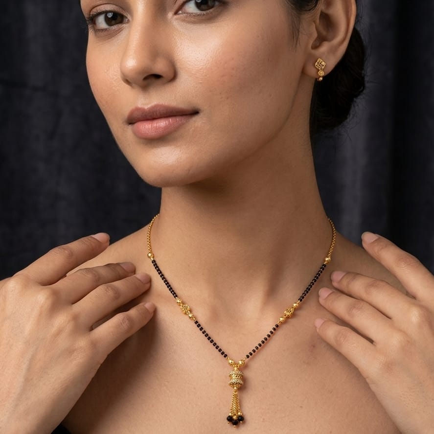 Minimal Gold Drop Mangalsutra – Code – VO05