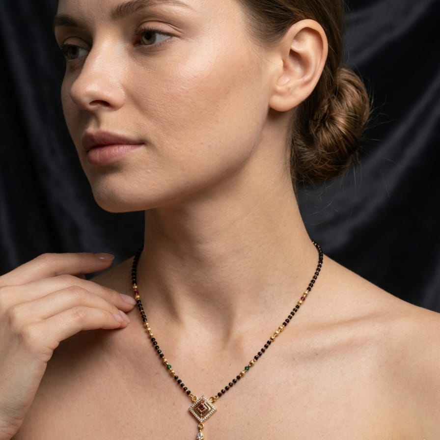 Geometric Ruby Charm Mangalsutra – Code – VO02