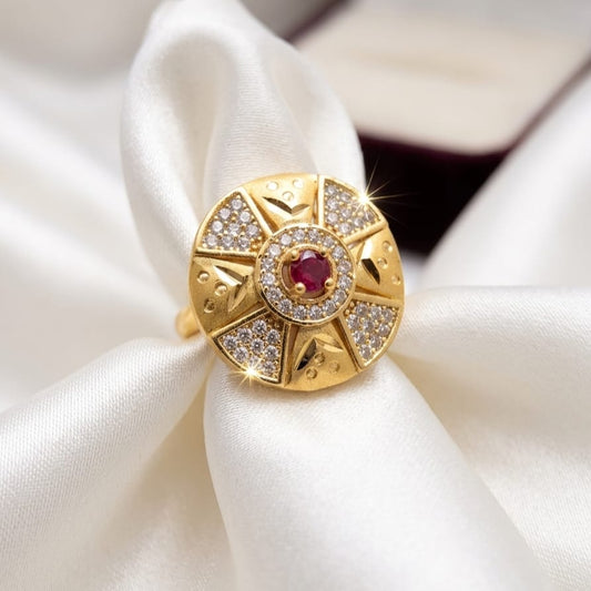 Royal Circular Ruby Party Wear Ring – Code: VO07