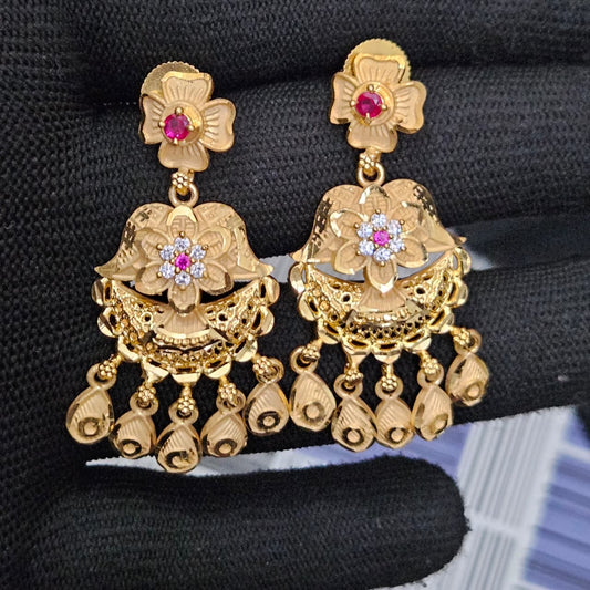 Ruby Blossom Antique Pendant Necklace Set