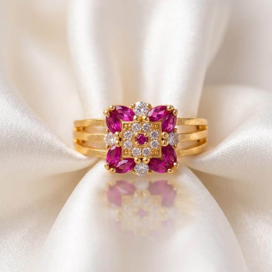Ruby Bloom Square Ring