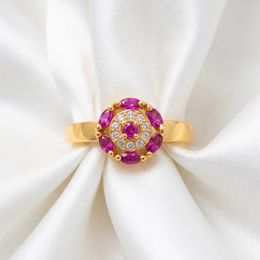 Ruby Halo Circle Ring