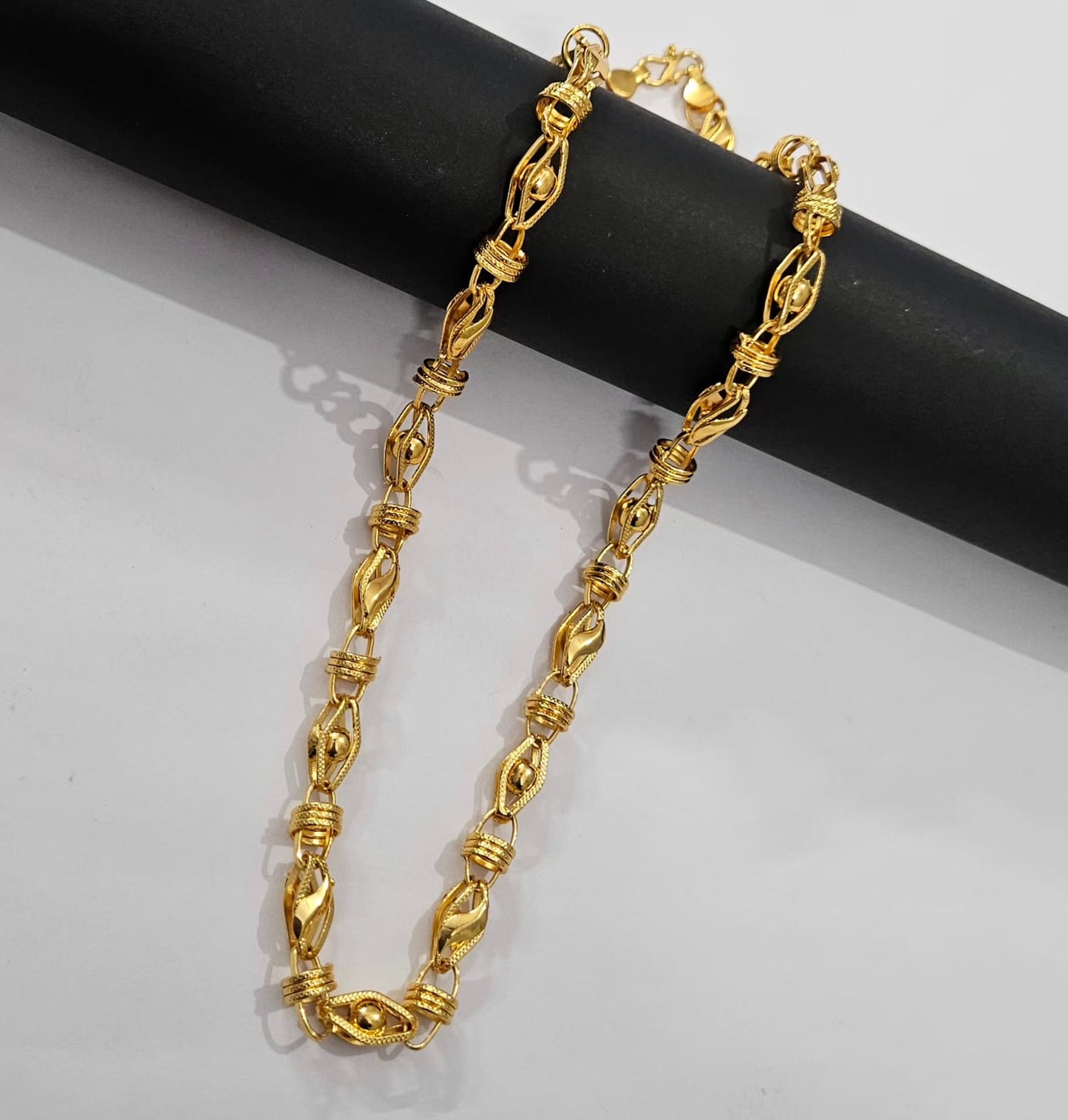 Link With 3D Ball Finely Detailed Design Gold Plated Chain for Men - CODE VO06