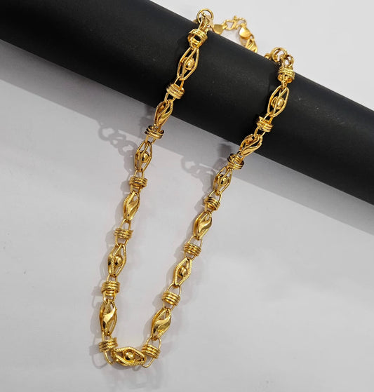 Link With 3D Ball Finely Detailed Design Gold Plated Chain for Men - CODE VO06