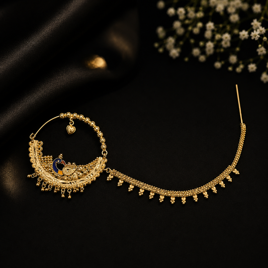 Gold plated peacock Nath for women - Code -VO02