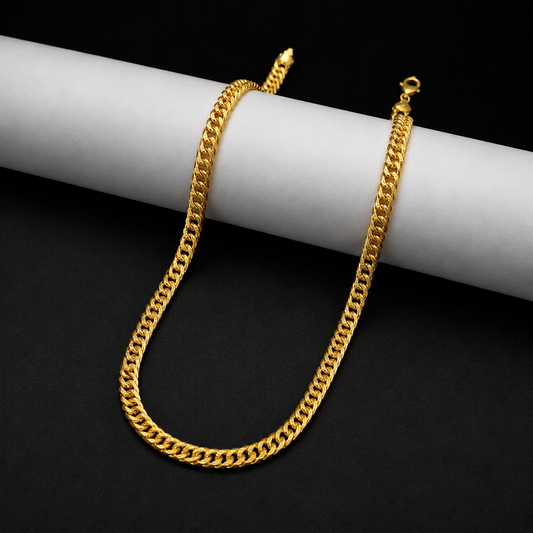 18k gold polished cuban hollow chain VO07