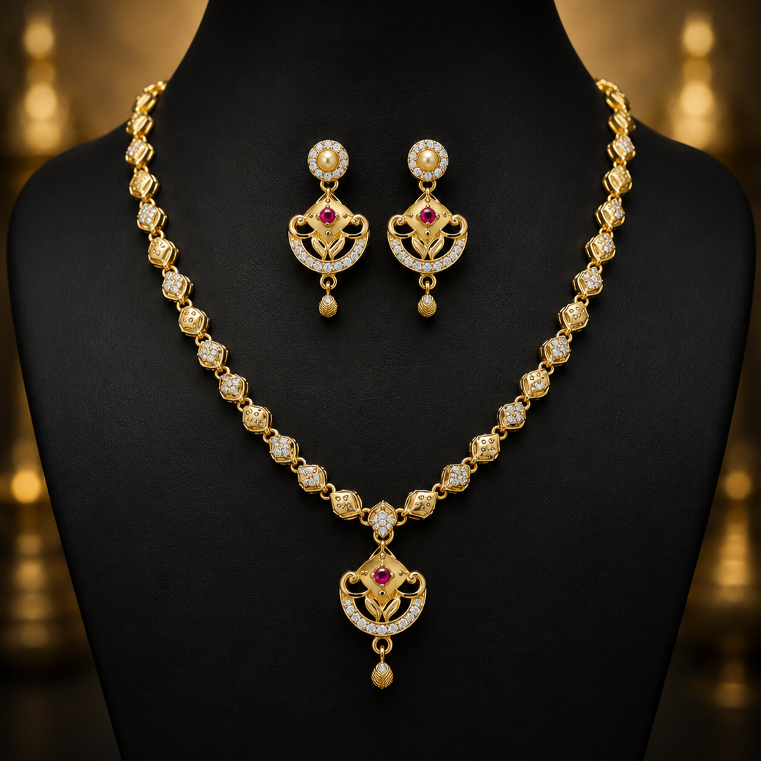 Ruby Royale Charm Necklace Set - Code - VO16