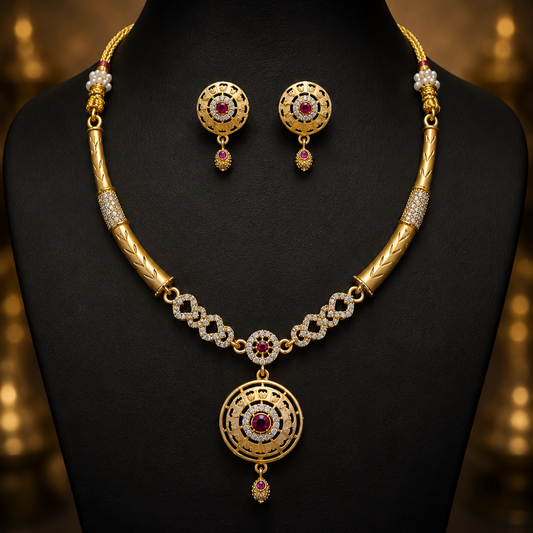 Royal Chakra Ruby Necklace Set - Code - VO10