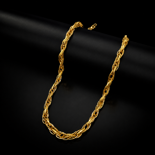 18k gold polished hollow rope chain VO19
