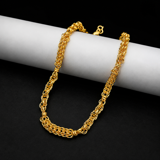 Gold finish royal hollow chain VO11