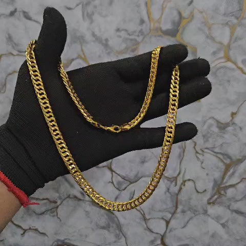 18k gold polished cuban hollow chain VO07