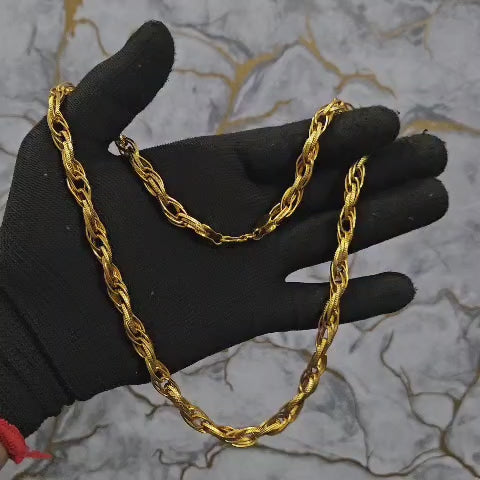 18k gold polished hollow rope chain VO19