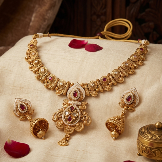 Temple Ruby Bridal Necklace Set – Code – VO01