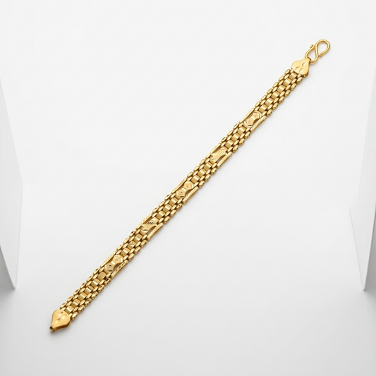 Gold Plated Textured Mesh Link Bracelet for Men - VO02